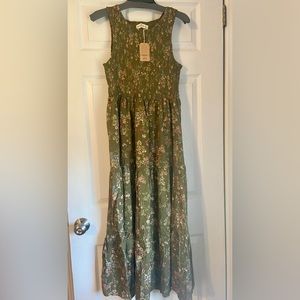 NEW Natural Life Emmie Boho Maxi Dress - Olive Ditsy Floral (Size M)